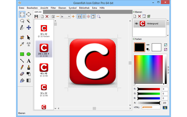 Der Greenfish Icon Editor Pro ist eine mächtige Bildbearbeitung für Icons (*.ICO), Cursor (*.CUR) und animierte Cursor (*.ANI) in verschiedenen Auflösungen und Farbtiefen.