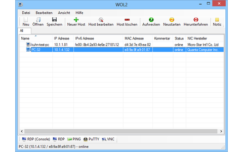 Das Wake on LAN Tool startet einen ausgeschalteten PC über dessen Netzwerkkarte. Voraussetzung dafür ist, dass sowohl Hauptplatine als auch Netzwerkkarte des Rechners die WOL-Funktion unterstützen.