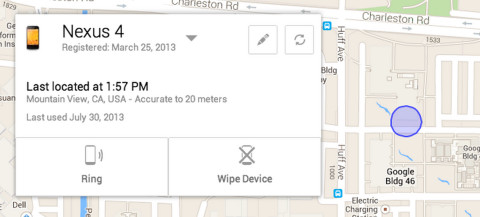 Android Device Manager: Der neue Dienst zeigt den Standort eines vermissten Android-Geräts auf einer Karte an