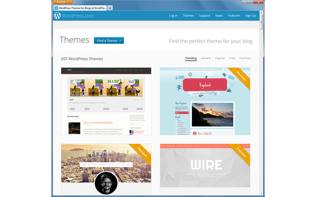 Auch auf WordPress.com stehen zahlreiche kostenlose Themes zur Auswahl
