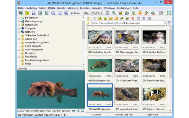 Faststone Image Viewer Portable ist ein vielseitiger Bildbetrachter mit schneller Vorschau- und Vollbildfunktion.