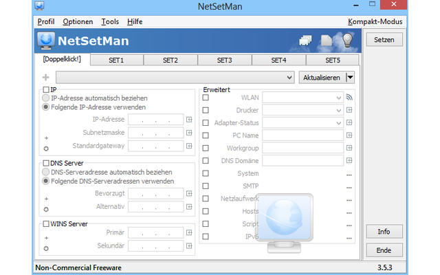 NetSetMan verwaltet Netzwerkprofile auf Ihrem Windows-PC. Am Notebook lässt sich so mit einem Klick zwischen Netzwerkprofile für zu Hause und Profilen fürs Büro oder WLANs von Bekannten umschalten.