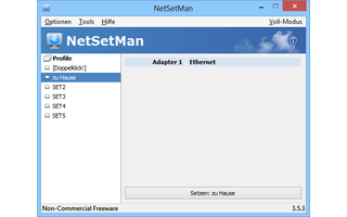 Zwischen mehreren in NetSetMan gespeicherten Netzwerkprofilen schalten Sie entweder über diese Kompaktansicht um oder SIe nutzen das NetSetMan-Symbol im Systemtray von Windows.