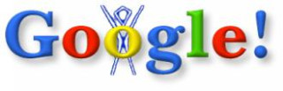 Erstes Doodle: Google zeigte dieses abgeänderte Logo auf seiner Webseite am 30. August 1998, anlässlich des Festivals Burning Man