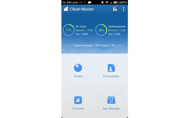 Clean Master bereinigt den App Cache sowie die Suchverläufe und löscht nicht benötigte Dateien und Datenrückstände.