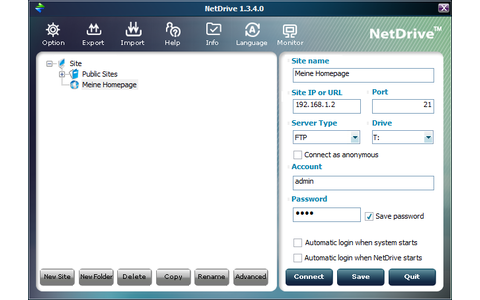 NetDrive bindet Ihren Online-Speicherplatz per FTP oder WebDAV wie ein lokales Laufwerk in WIndows ein.