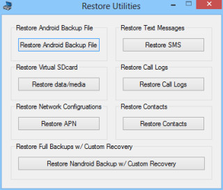 Über die Restore Utilities des Nexus Root Toolkit spielen Sie die Daten des Android-Backups auf Ihr Nexus-Gerät.