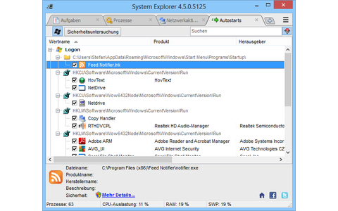 Mit dem Programm-Modul „Autostart“ untersuchen Sie im System Explorer alle Programme die beim Hochfahren Ihres PCs automatisch starten.