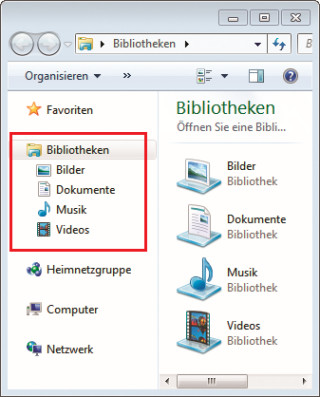 Windows-Bibliotheken: Der Eintrag „Bibliotheken“ lässt sich aus dem Windows-Explorer entfernen