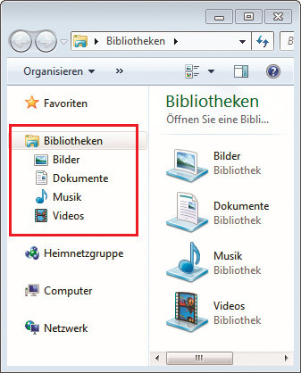 Windows-Bibliotheken: Der Eintrag „Bibliotheken“ lässt sich aus dem Windows-Explorer entfernen