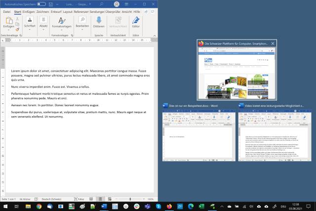 Windows Snap Assist bietet Fenster für zweite Bildschirmhälfte an