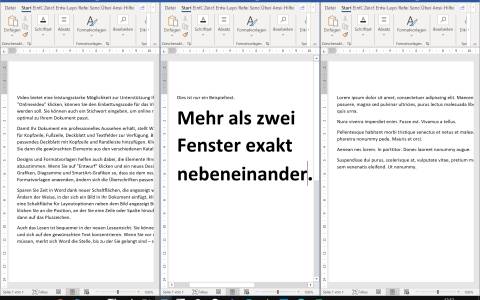 Screenshot dreier Word-Fenster nebeneinander