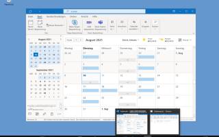 Screenshot Outlook und Outlook-Taskleisten-Vorschauen