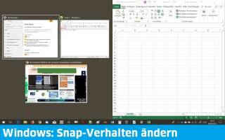 Screenshot Windows mit eingeschnapptem Excel-Fenster
