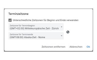 Screenshot Zeitzone