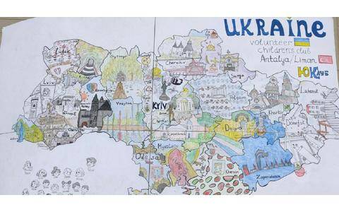 Kinderzeichnung Landkarte Ukraine