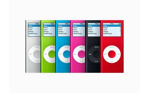 Sechs iPod Nano 2006 in verschiedenen Farben