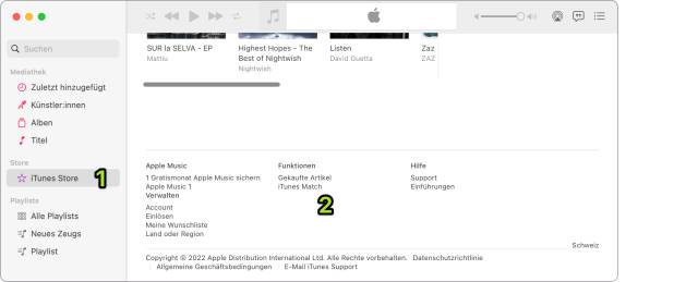 Der Screenshot zeigt, wo der Dienst iTunes Match aktiviert werden kann