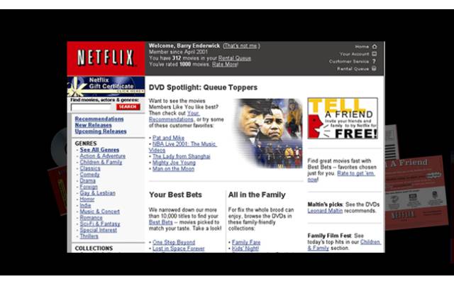 Screenshot alte Netflix-Webseite