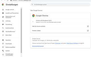 Screenshot zeigt Update-Vorgang von Google Chrome