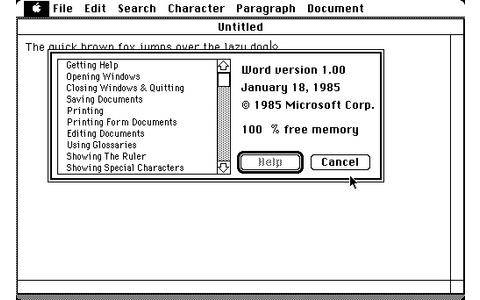 Microsoft Word 1.0 for Mac (1985)