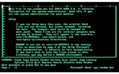 Microsoft Word 3.0 for Xenix (1987)