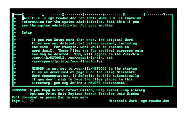 Microsoft Word 3.0 for Xenix (1987)