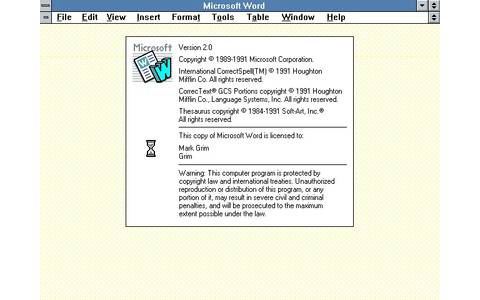 Microsoft Word for Windows 2.0 Splash Screen (1991)