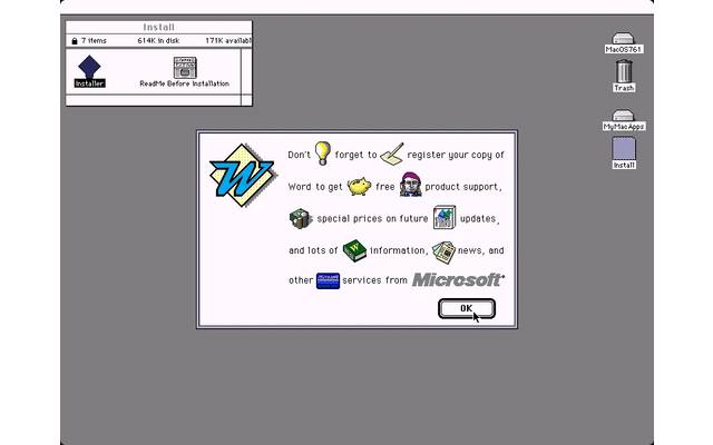 Microsoft Word for Mac 5.1 Registration Screen (1992)