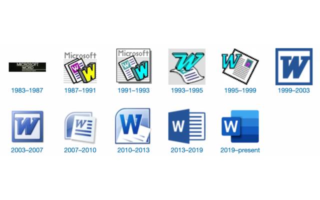 Word-Logos im Laufe der Zeit
