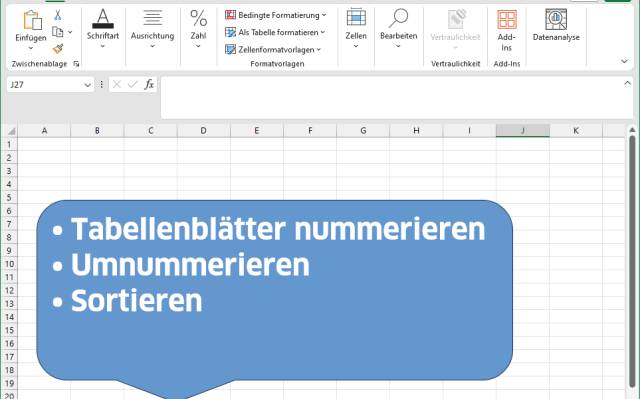 Excel-Arbeitsmappe mit nummerierten Tabellenblättern