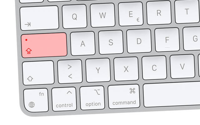 Tastatur mit rot gefärbter Capslock-Taste