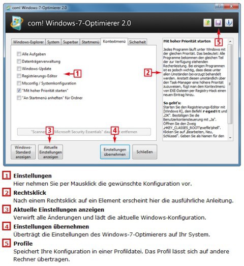 So geht’s: com! Windows-7-Optimierer 2.0.