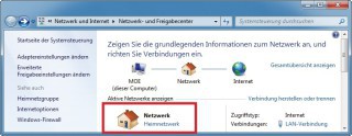Ihr aktueller Netzwerkstandort: Das „Netzwerk- und Freigabecenter“ in der Systemsteuerung zeigt, welcher Netzwerkstandort für Ihren Rechner gerade eingestellt ist.