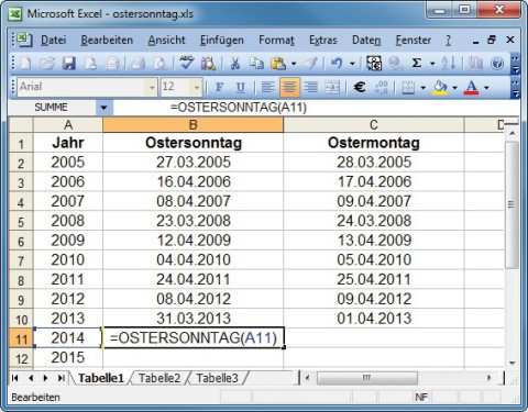 Ostersonntag: Es ist kompliziert zu berechnen, auf welchen Tag Ostern in einem bestimmten Jahr fällt. Die neue Excel-Funktion „OSTERSONNTAG()“ hilft.