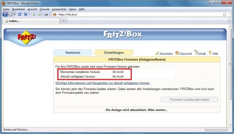 Firmware der Fritzbox aktualisieren: Neue Firmware schließt Sicherheitslücken des Routers, behebt Fehler oder rüstet neue Funktionen nach. Für diese Fritzbox steht im Web eine neue Version der Firmware zur Verfügung.