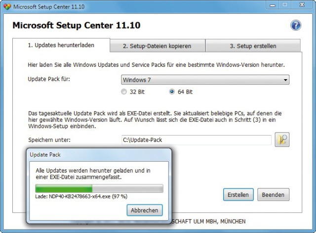Microsoft Setup Center: Sämtliche Dateien, die Sie für die Reparaturinstallation von Windows 7 brauchen, holt das Microsoft Setup Center aus dem Internet.