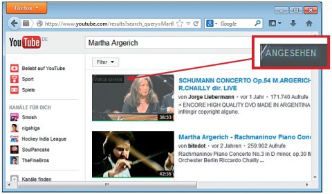 Angesehen: Youtube Center 2.0.1 zeigt an, ob Sie ein Video schon einmal angesehen haben.