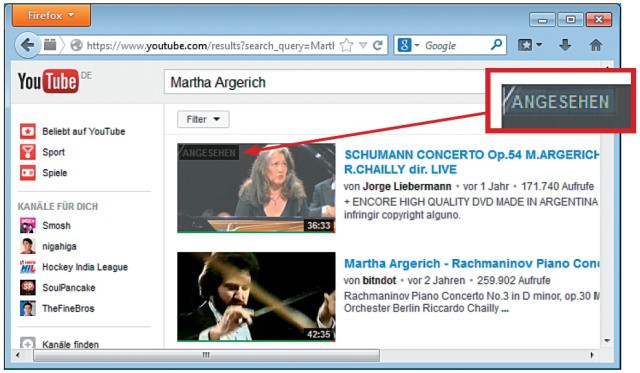 Angesehen: Youtube Center 2.0.1 zeigt an, ob Sie ein Video schon einmal angesehen haben.