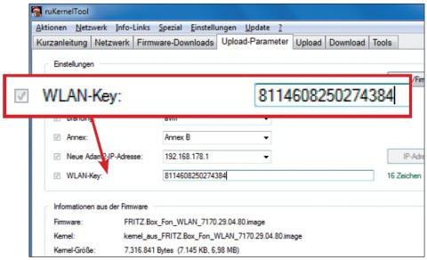 WLAN-Key: Damit Ihre Fritzbox nicht nach jedem Reset unverschlüsselt funkt, tragen Sie einen WLAN-Key ein.
