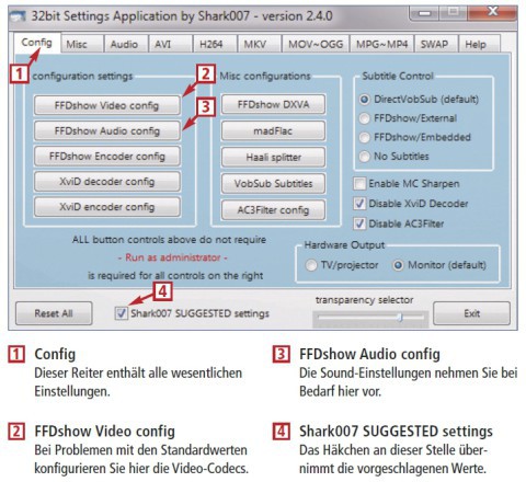 Win7 Codecs (kostenlos, http://shark007.net/win7codecs.html) installiert alle fehlenden Codecs. Danach lässt sich jede Audio- und Videodatei abspielen (Bild 1).