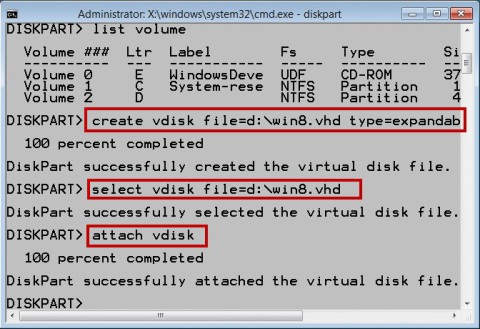 Virtuelle Festplatte anlegen: Öffnen Sie mit der Tastenkombination [Umschalt F10] eine Kommandozeile und erstellen Sie anschließend mit Diskpart eine virtuelle Festplatte (Bild B).