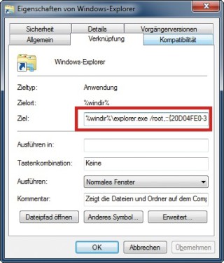 Windows-Explorer mit Ordneransicht: Mit dieser Verknüpfung startet der Windows-Explorer mit dem Ordner „Computer“ (Bild 8).