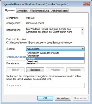 Dienste abschalten: Wenn Sie nicht sicher sind, ob Sie einen Dienst deaktivieren dürfen, wählen Sie die Einstellung „Manuell“. Dann startet Windows 7 den Dienst bei Bedarf selbst (Bild 2).