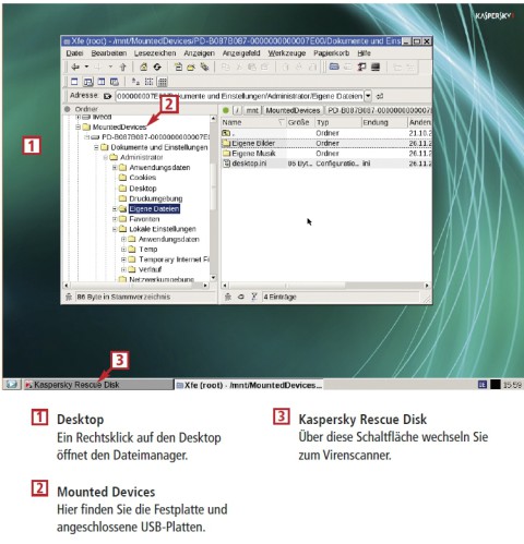 Rescue Disk: Die Live-CD startet Linux als Betriebssystem und bereinigt von dort aus das installierte Windows.