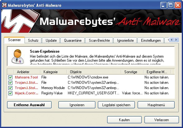 Anti-Malware: Oft findet das Tool mehr als nur einen Schädling auf einem verseuchten PC.