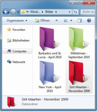 Folderico: Das Programm färbt die Symbole Ihrer Ordner in Windows 7 beliebig ein. So behalten Sie bei vielen Verzeichnissen den Überblick (Bild 3).