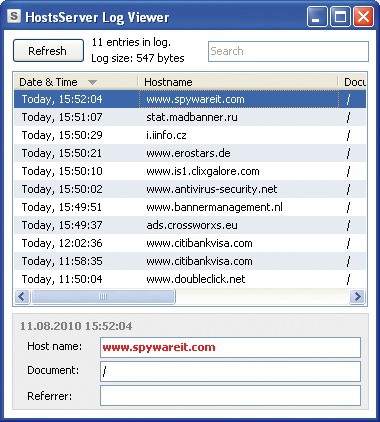 Protokolldatei: Hostsman erstellt eine Liste aller Internetadressen, deren Aufruf von Ihrem PC verhindert wurde (Bild 5).