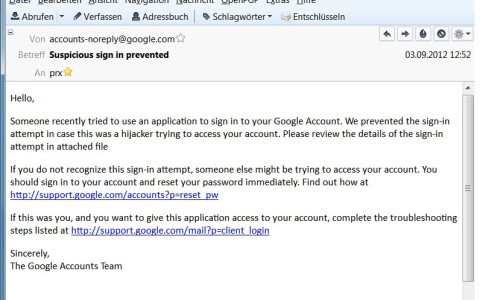 Angebliche Google-E-Mail verbreitet Trojaner