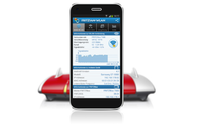 FRITZ!App WLAN erleichtert die WLAN-Einrichtung auf Smartphones und Tablets mit Android und unterstützt QR-Codes. Zudem enthält die App Tools zum optimalen Positionieren des Funkrouters.